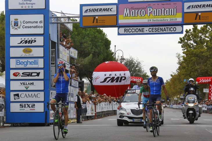 Memoria Marco Pantani 2015 - Riccione -Cesenatico 199.5 km - 19/09/2015 -  Diego Ulissi (Italia)  - Giovanni Visconti  (Italia) - Vincenzo Nibali  (Italia) - foto Roberto Bettini/BettiniPhoto©2015