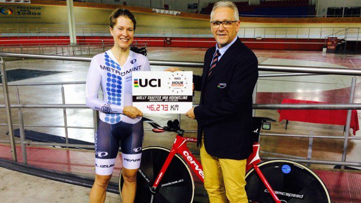 46.274 Km a marca de Molly Shaffer é a nova referência para o recorde da hora. Foto: © UCI
